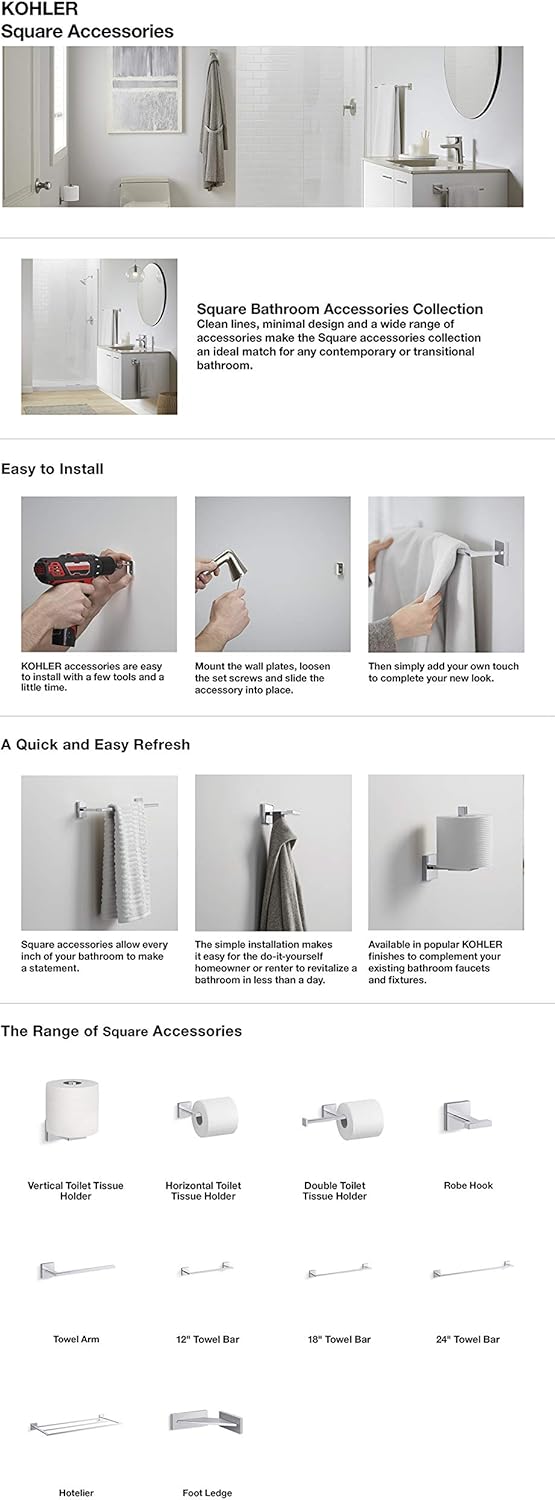 Square Grab Bar, Vibrant Brushed Nickel C428