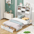 White Queen Murphy Bed Cabinet with Bookcase and Drawer P61752