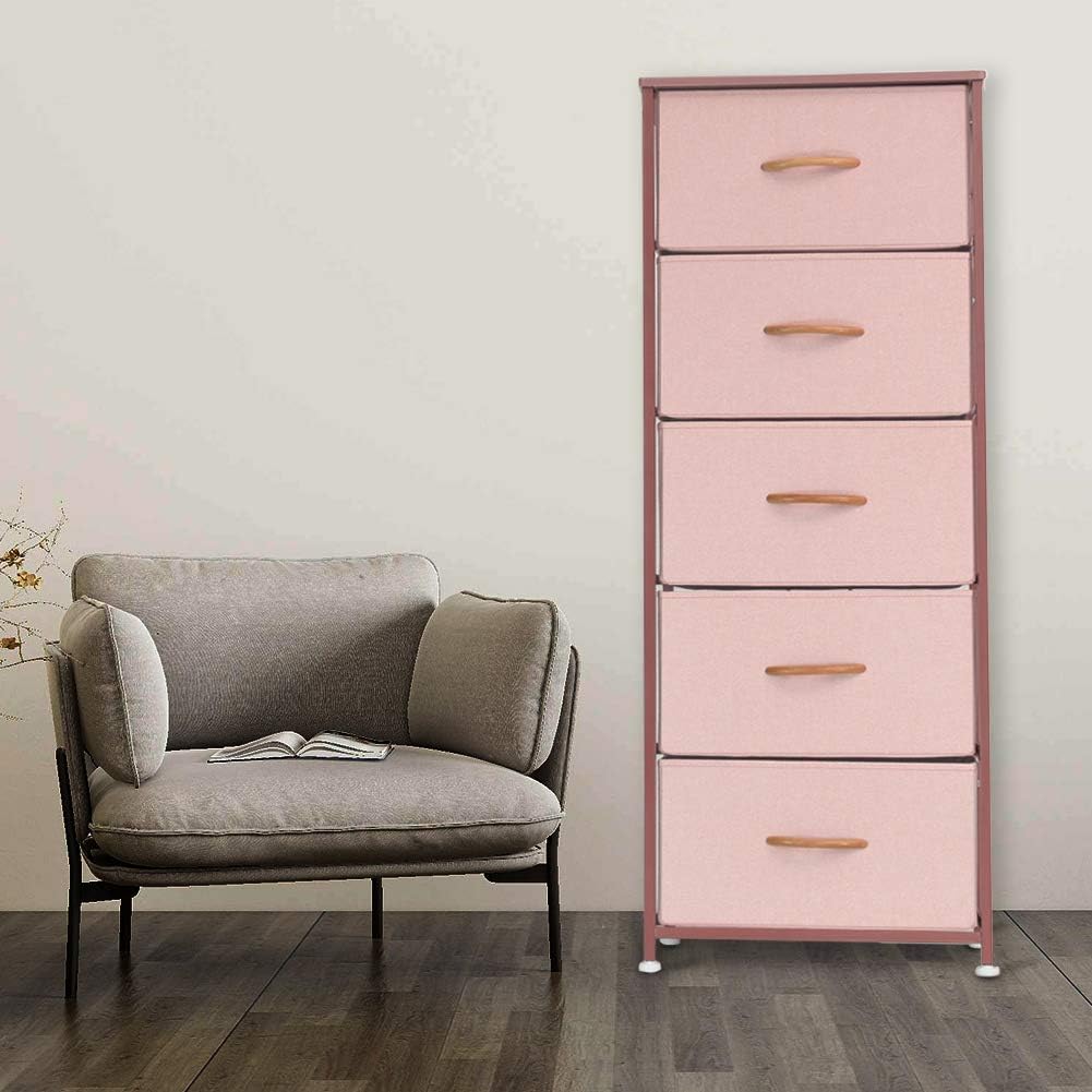 Vertical 5 Fabric Drawer Dresser Storage Tower I740