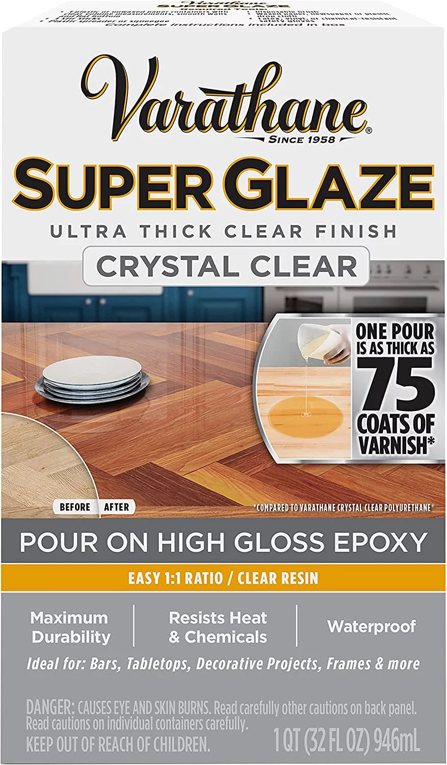 Clear 32 Fl Oz Ultra Glossy Epoxy Finish M348219