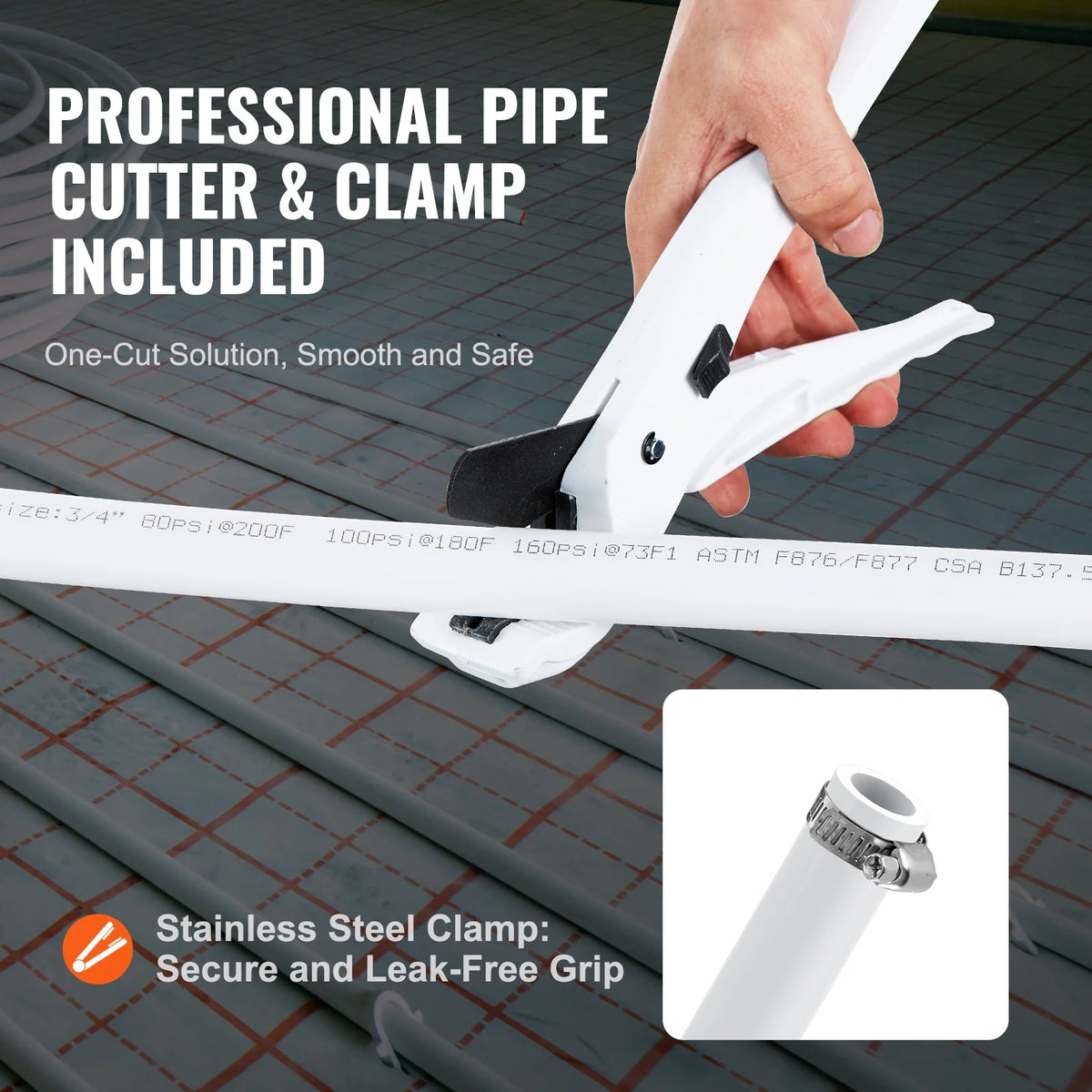 3/4” x 100ft White PEX-B Tubing with Pipe Cutter G322