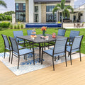 9-Piece Outdoor Patio Dining Set with Steel Table & Textilene Chairs S482902