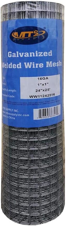 Galvanized Welded Wire Mesh Garden Fence 24 Inch x 25 Foot 1 Inch x 1 Inch 16GA Pack of 2 T446