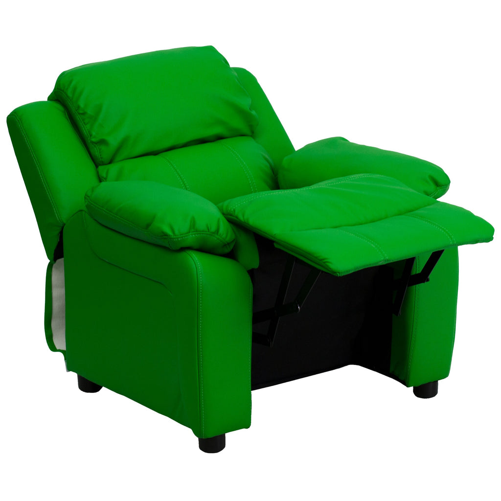 Hot Pink Vinyl Kids Recliner with Storage Arms U8359