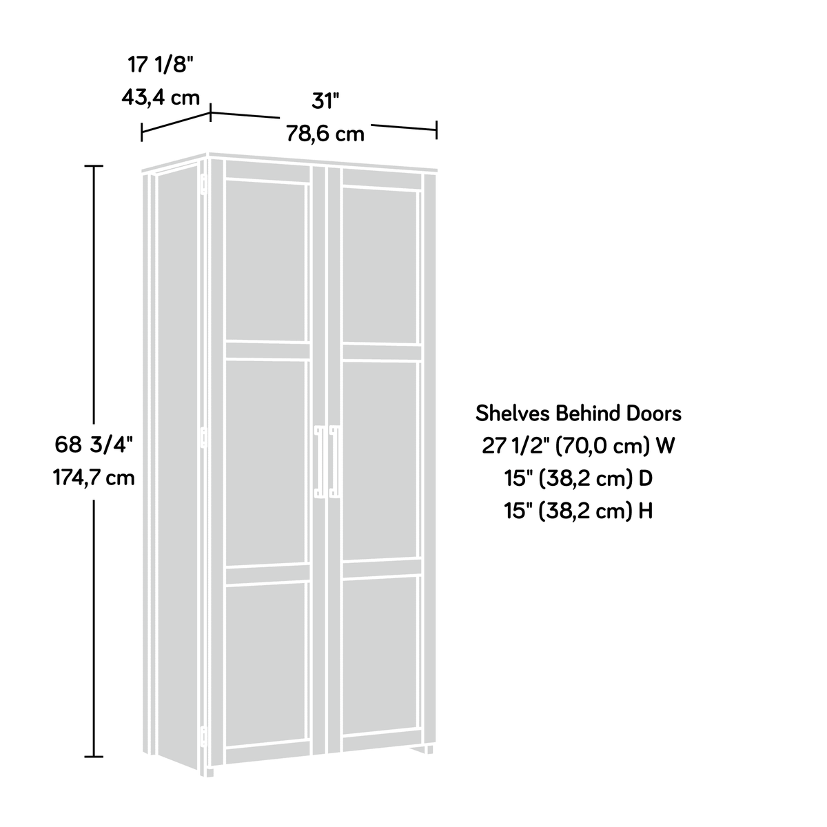 69" Tall 4-Shelf Wood Storage Cabinet X307