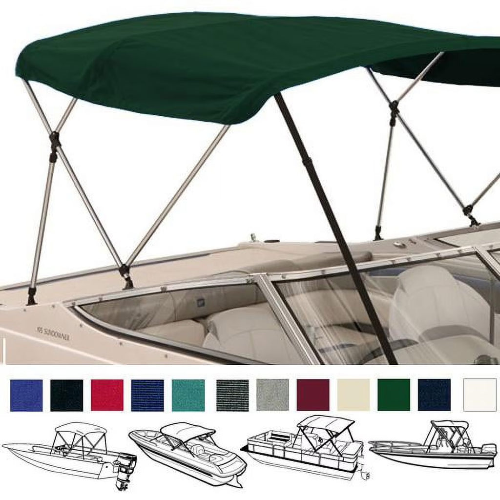 3 Bow 72" L 36" H 61"-66" W Bimini Top Boat Cover with Boot and Rear Poles G23816