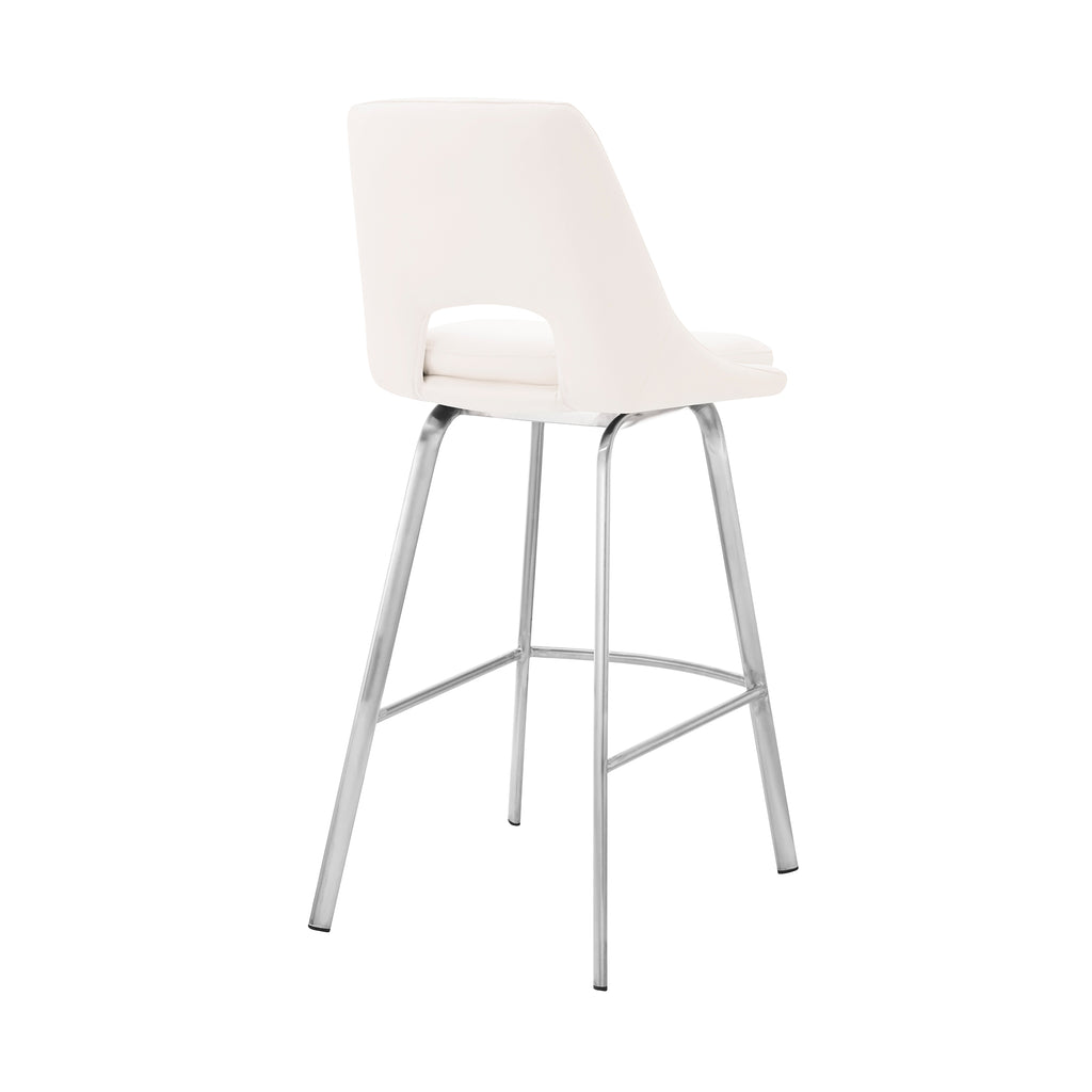 White/Steel Faux Leather Swivel Counter Stool W732268