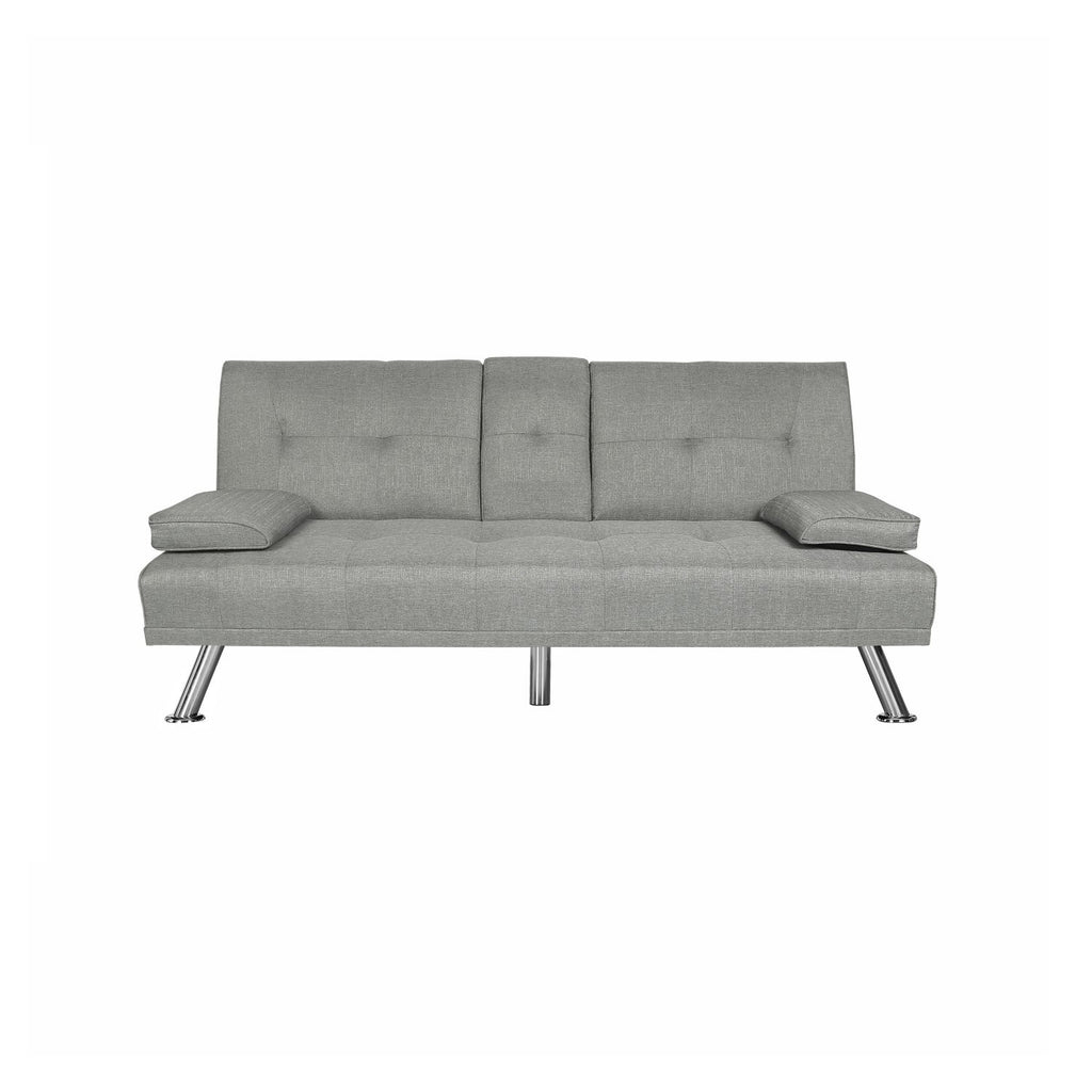 Light Grey Fabric Futon Sofa Bed A987