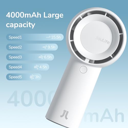 Portable Handheld Turbo Fan 6000mAh USB Rechargeable 5 Speeds Black V403