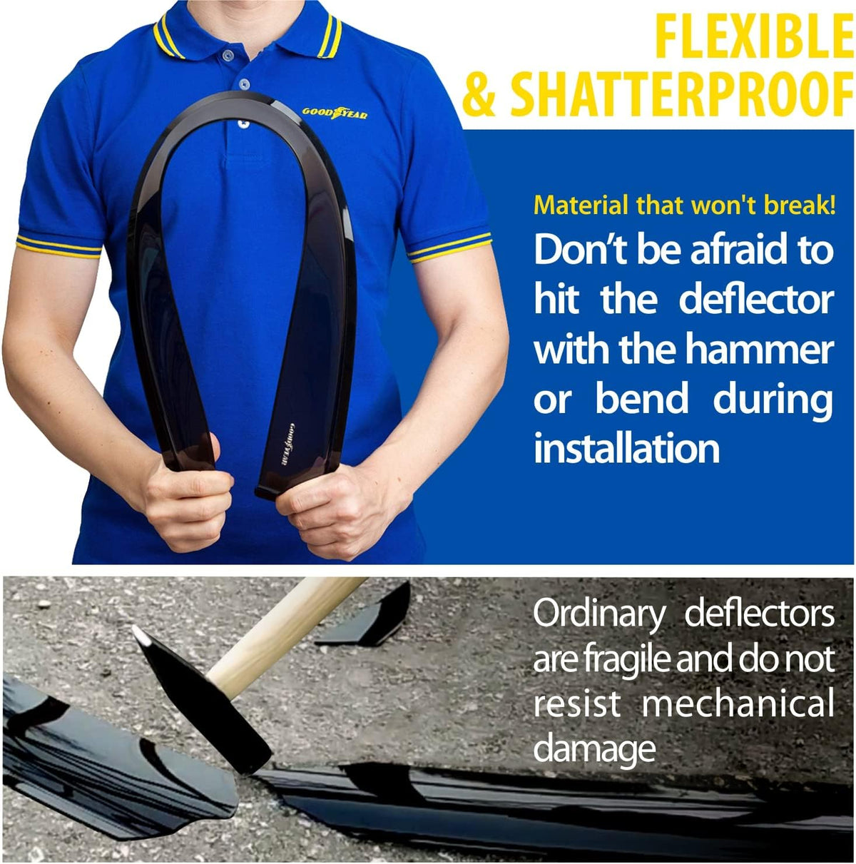 Shatterproof in-Channel Window Deflectors for Trucks, 4 pcs Z6485