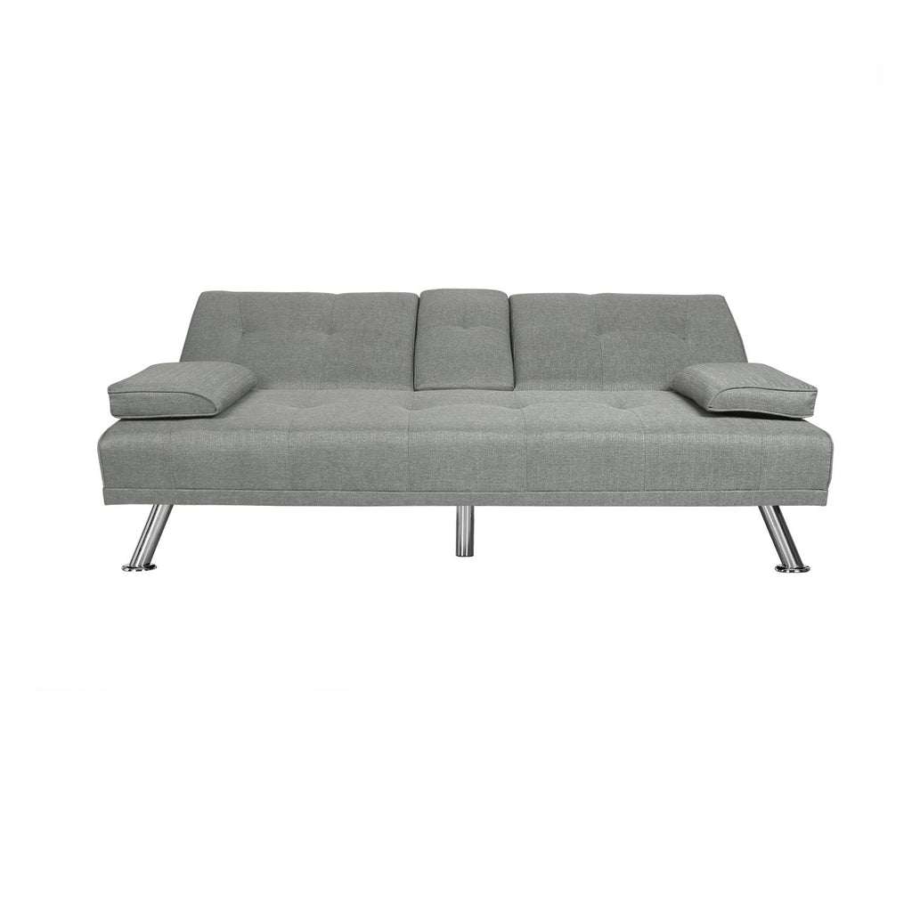 Light Grey Fabric Futon Sofa Bed A987