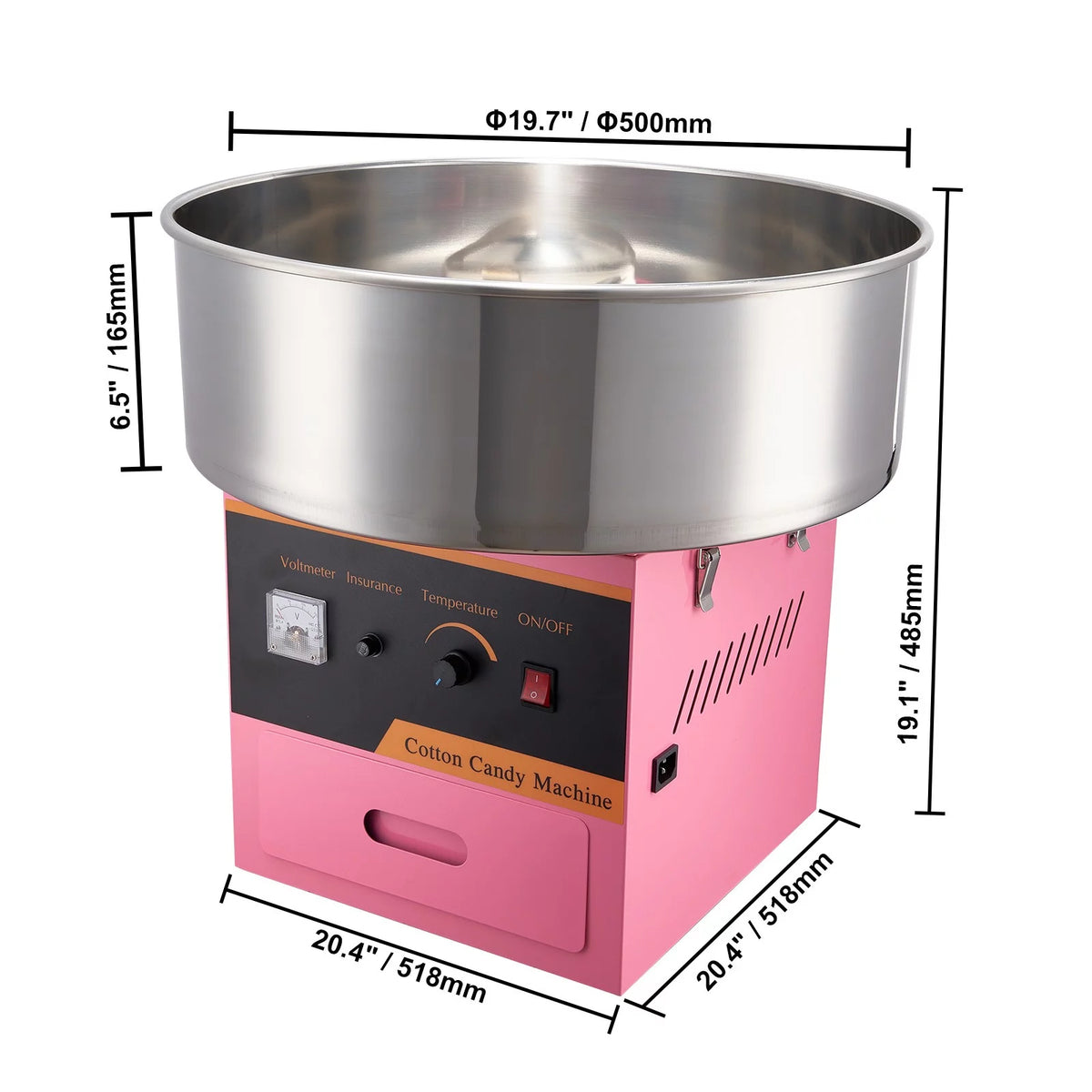 Cotton Candy Machine 21 Inch Stainless Steel Bowl Electric Candy Floss Maker K277