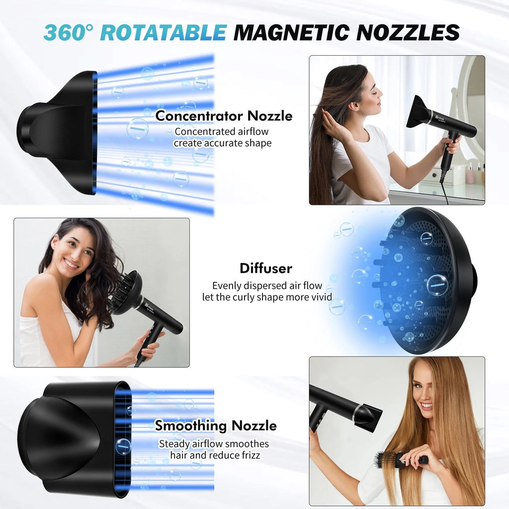 Black 1600W High-Speed Ionic Hair Dryer T20571