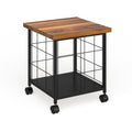 Grey Wood and Metal Rolling File Cabinet M723