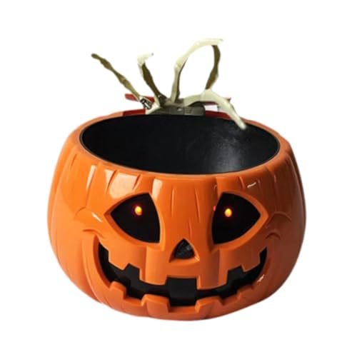 Animated Pumpkin Candy Bowl with Skeleton Hand P12196
