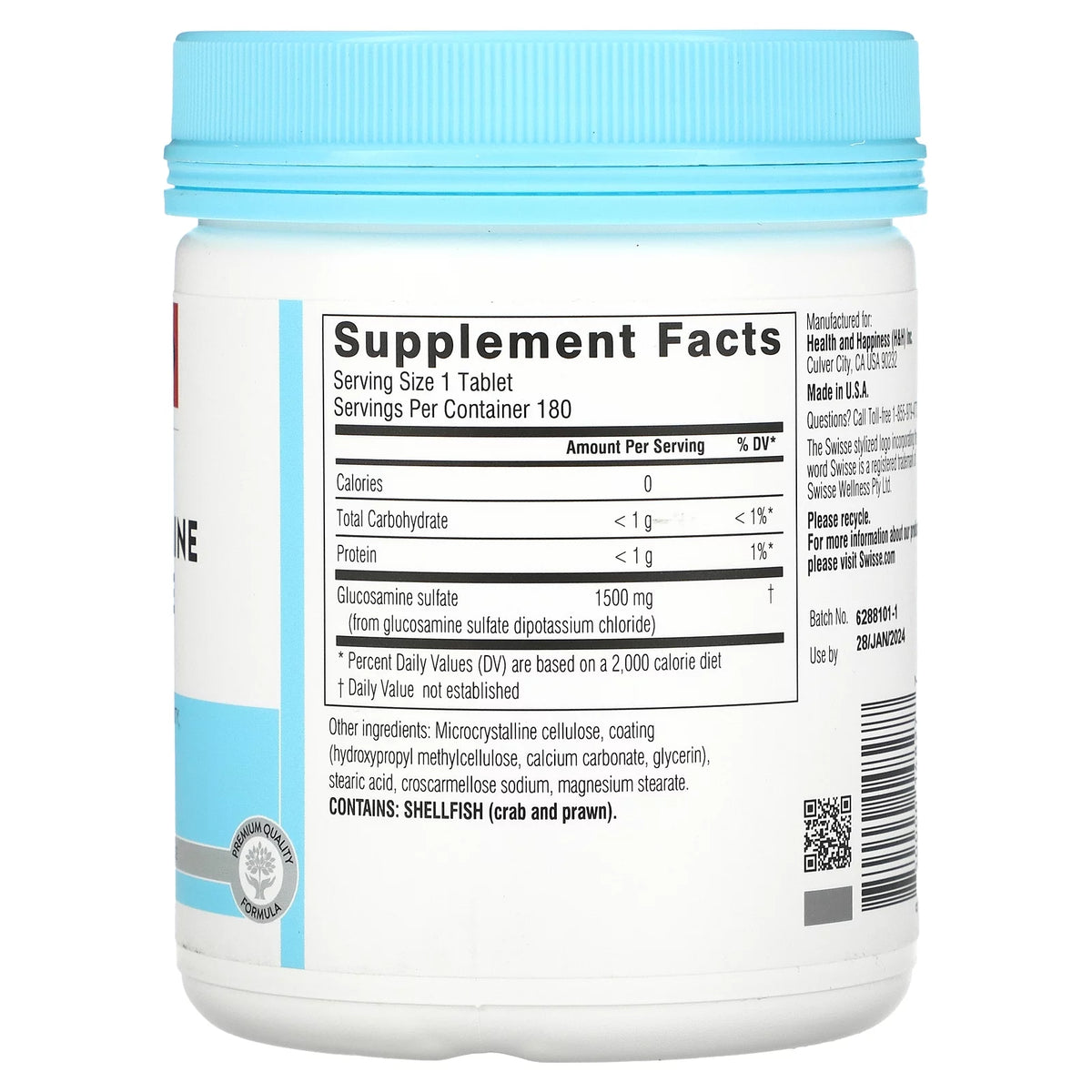 Glucosamine Sulfate 1,500 mg 180 Tablets S638802