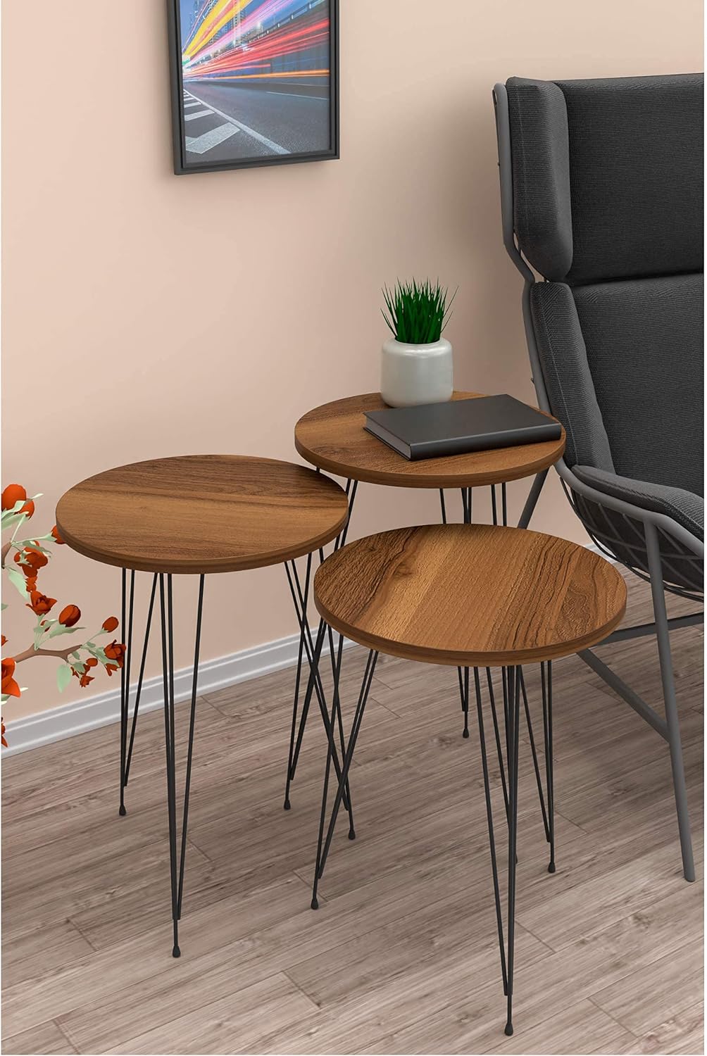 Set of 3 High Gloss Nesting End Tables Y121