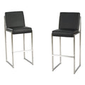Black Leather Barstool Set of 2 X9569