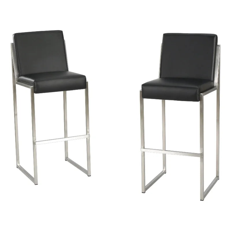 Black Leather Barstool Set of 2 X9569