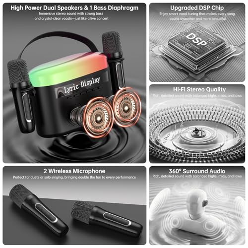 Portable Bluetooth Karaoke Machine with Lyrics Display Screen G10318