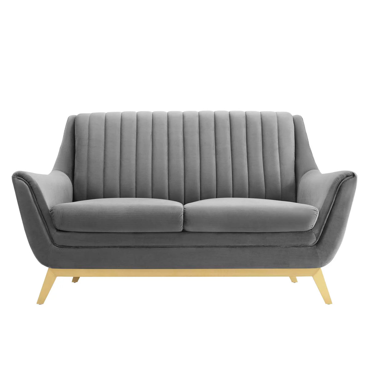 Gray Channel Tufted Performance Velvet Loveseat C9905