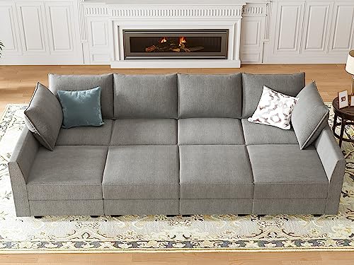 Aqua Blue Modular Sleeper Sectional Sofa with Storage M1044