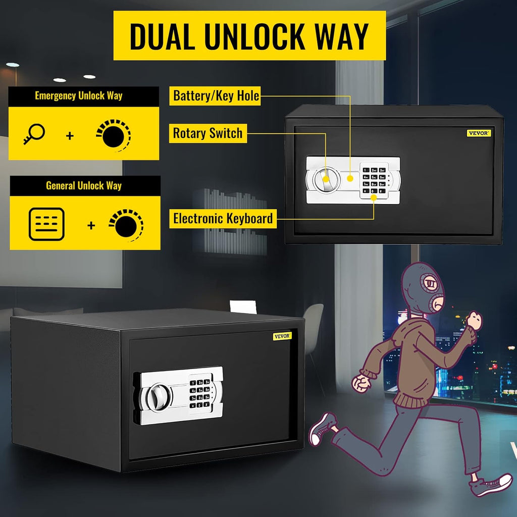 0.8 Cubic Feet Carbon Steel Digital Safe Box with Two Keys M356719