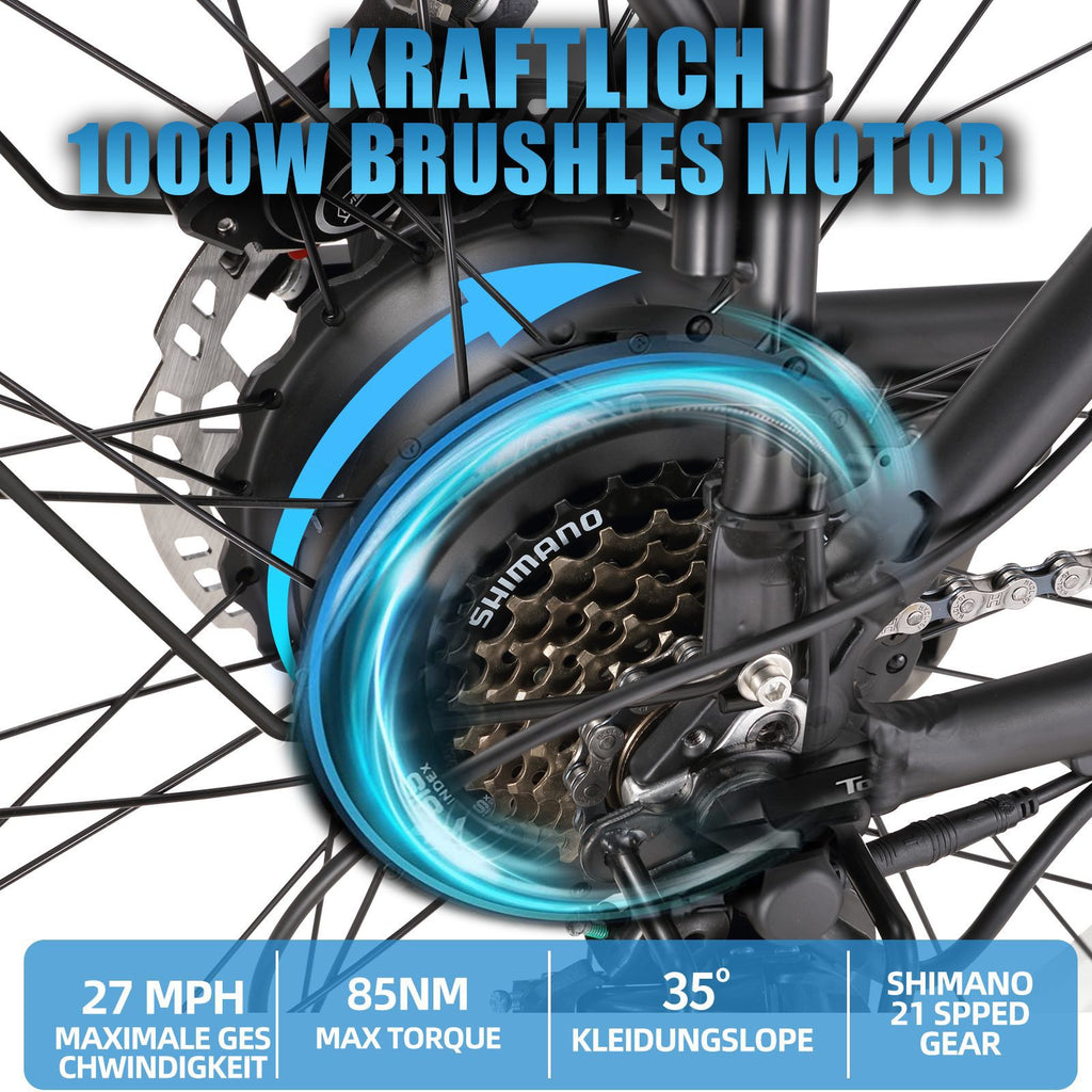26" Fat Tire Electric Bicycle with 48V 17.5AH Removable Battery J458
