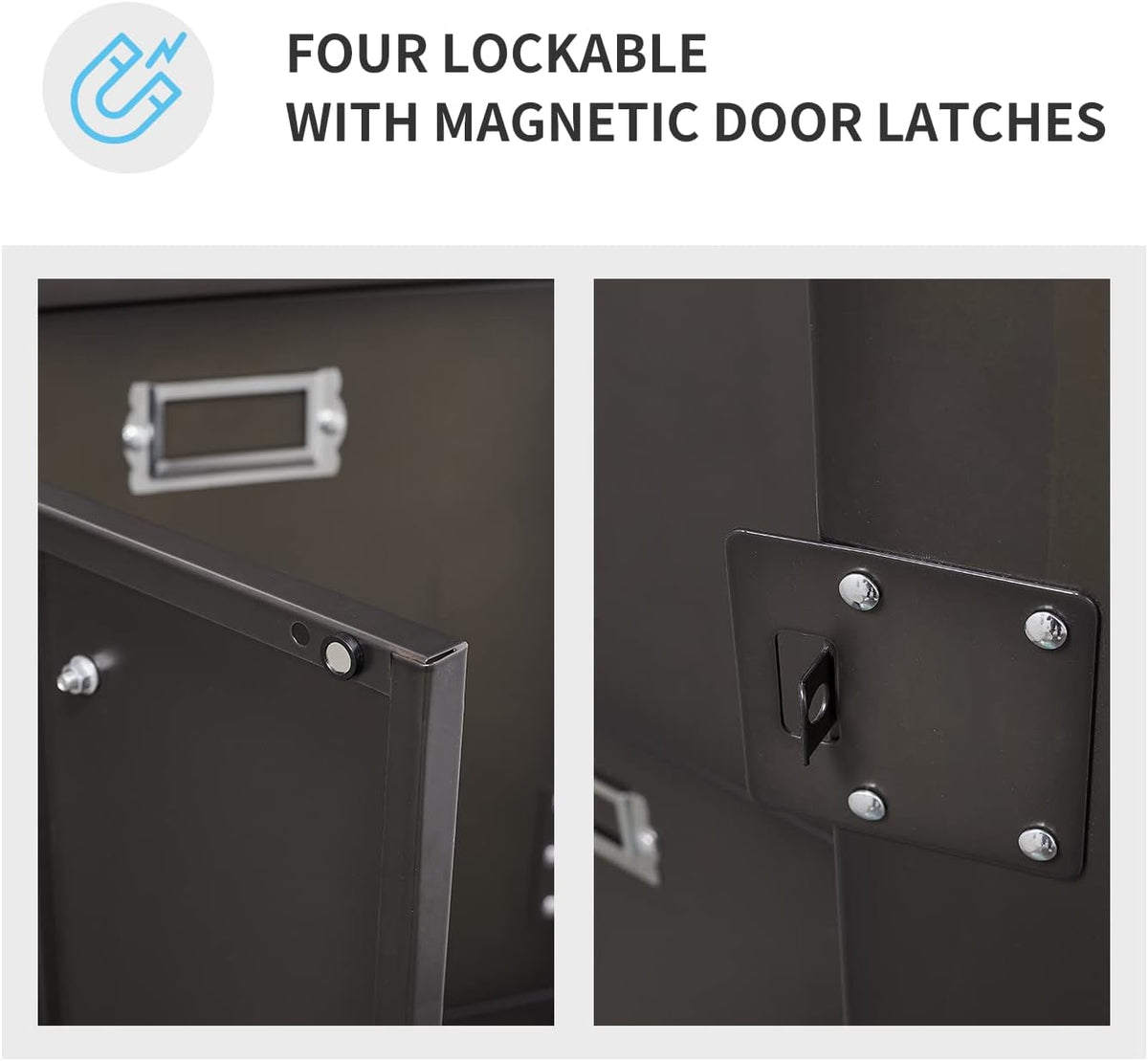 Metal Locker Storage Cabinet, 47.3” Steel Storage Cabinet with Shelves and 6 Lockable Doors G1158