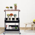 3 Tier Rolling Printer Cart with Wheels Black V138882