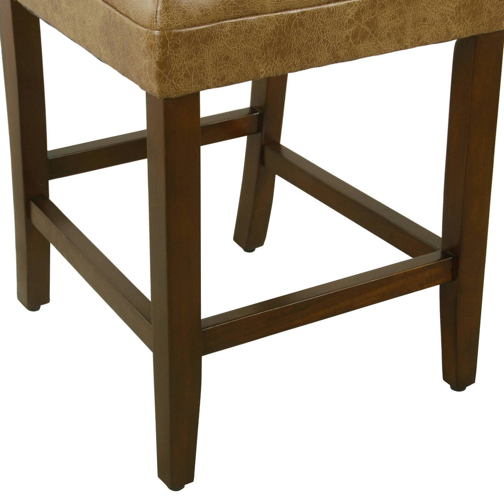 Distressed Brown Faux Leather Barstool Q623