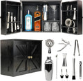 Black Bar Cabinet with 12 Piece Bar Set T6098