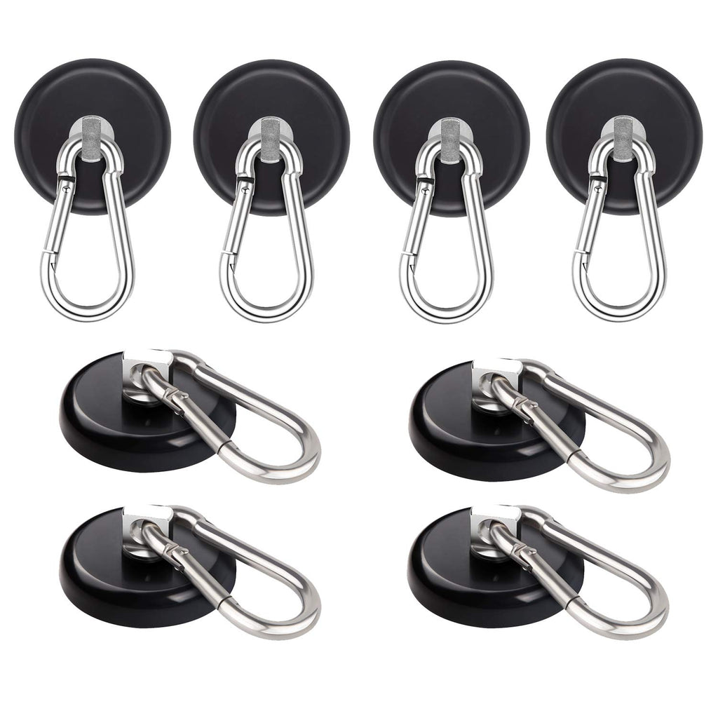 Magnetic Hooks with Carabiner Hook, 8 Pack Black D406063