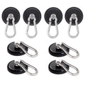 Magnetic Hooks with Carabiner Hook, 8 Pack Black D406063
