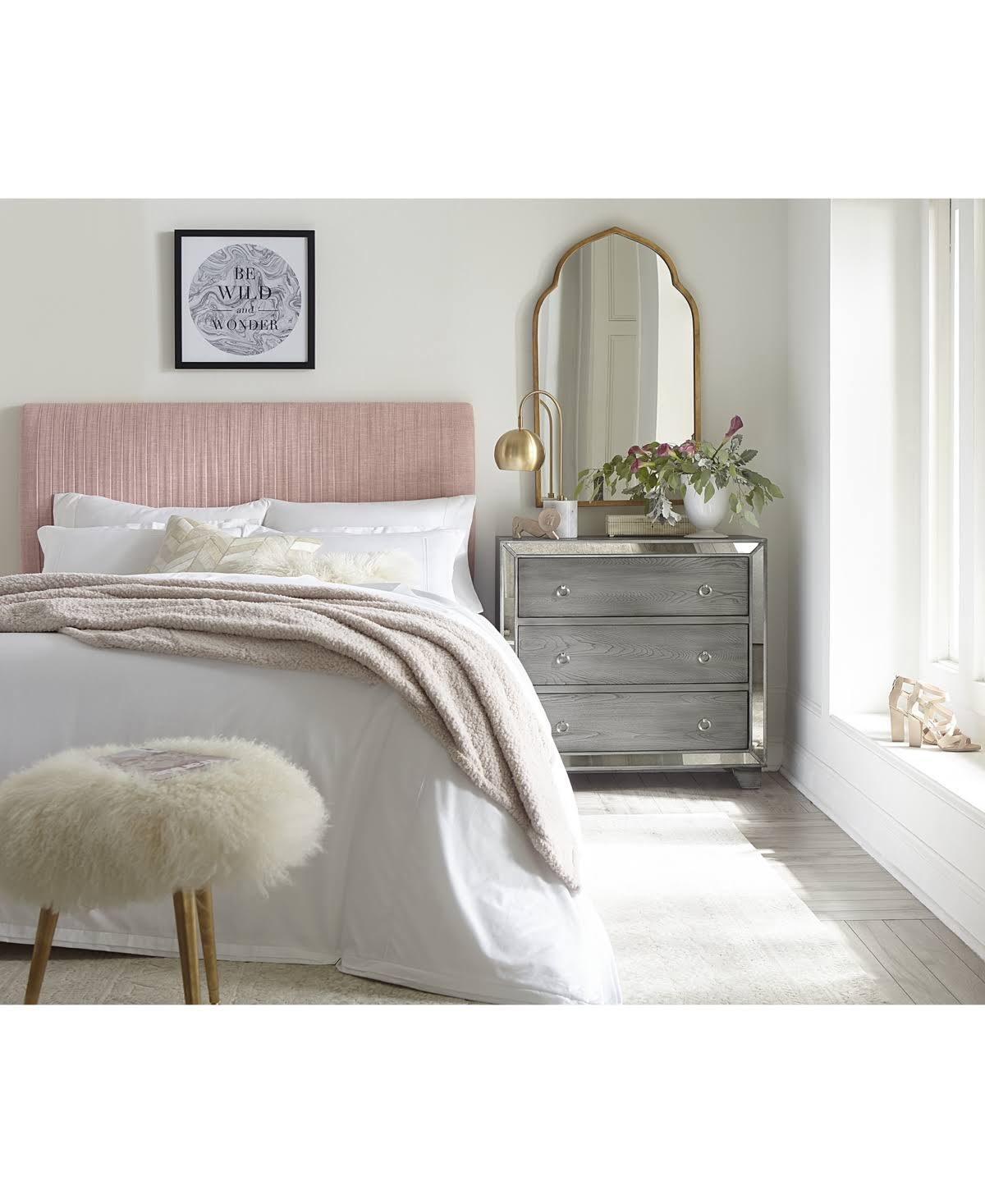 Gray Pleated California King Headboard J2970