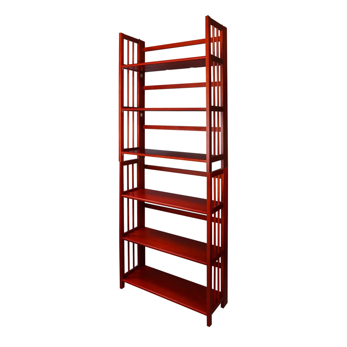 3-Shelf Folding Stackable Bookcase, Mahogany F405