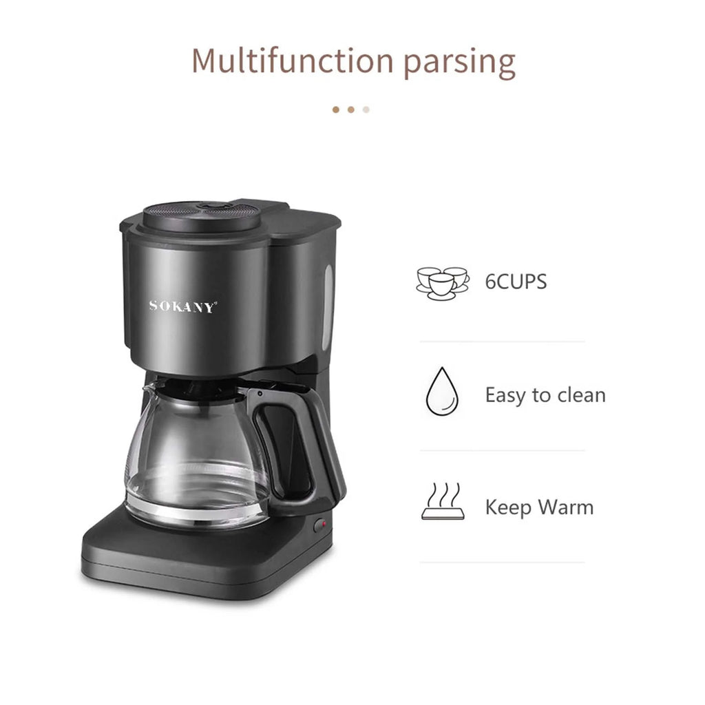 Compact Coffee Maker with Reusable Filter and Coffee Pot N857
