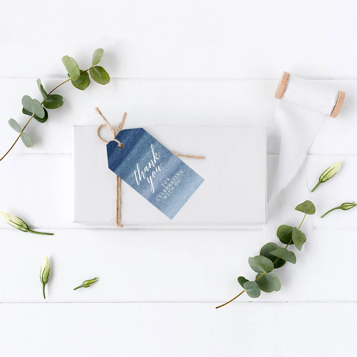 Navy Blue Ombre Watercolor Cardstock Gift Tags 100-Pk B37230