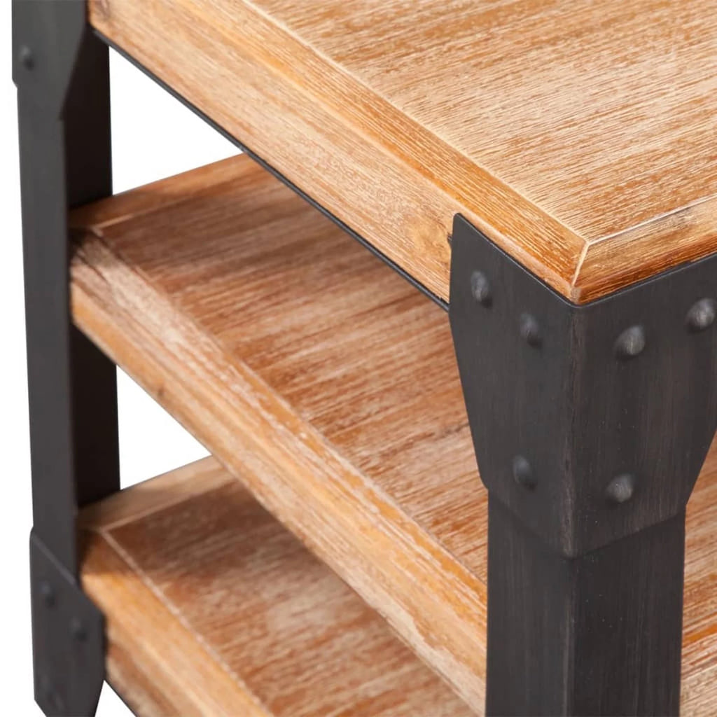 Reclaimed Wood TV Cabinet with Storage Shelves B271355