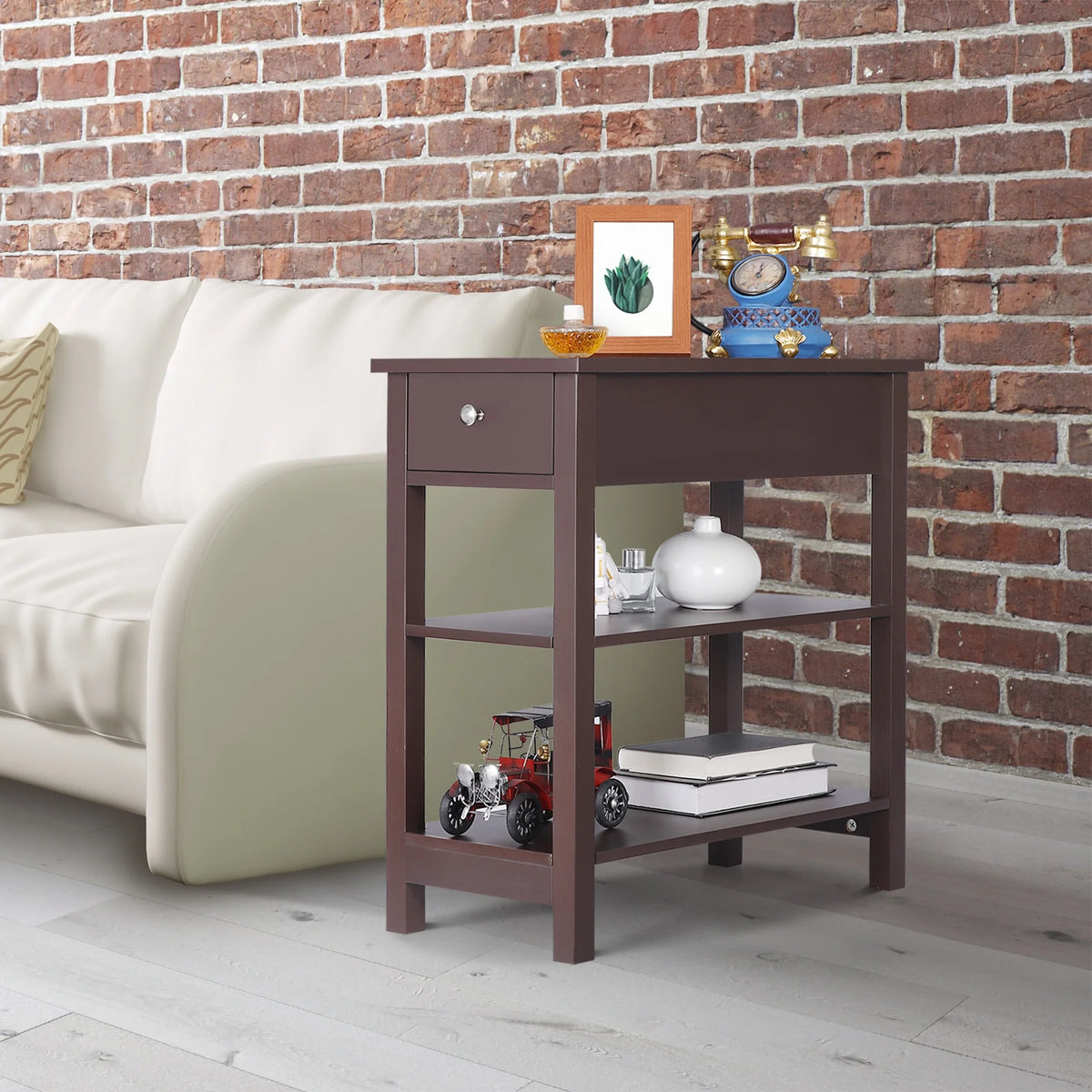 Set of 2 3-Tier Brown Side Table X324345