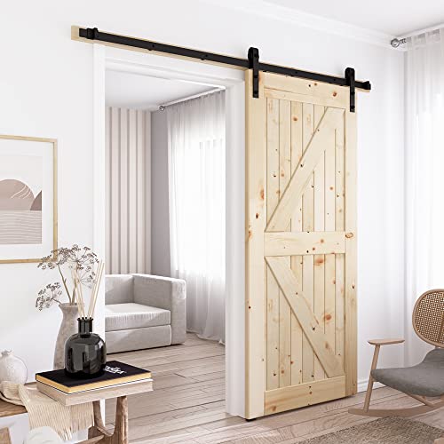 6FT Sliding Barn Door Hardware Kit Black S8358