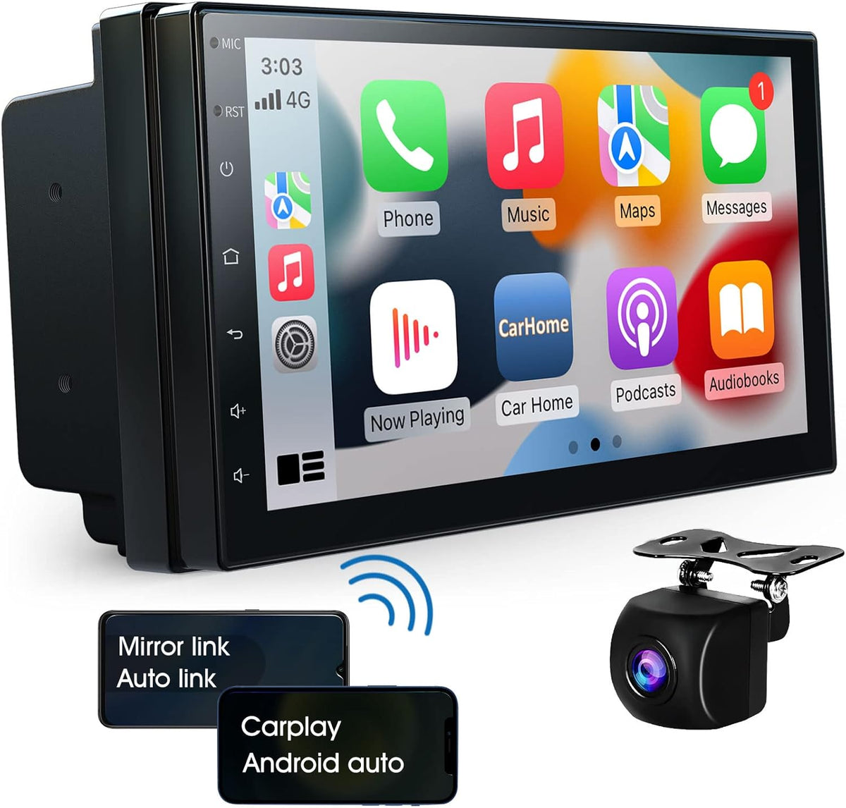 10.1 IPS Touchscreen Car Stereo with Wireless CarPlay Android Auto Bluetooth 5.0 Backup Camera C6310