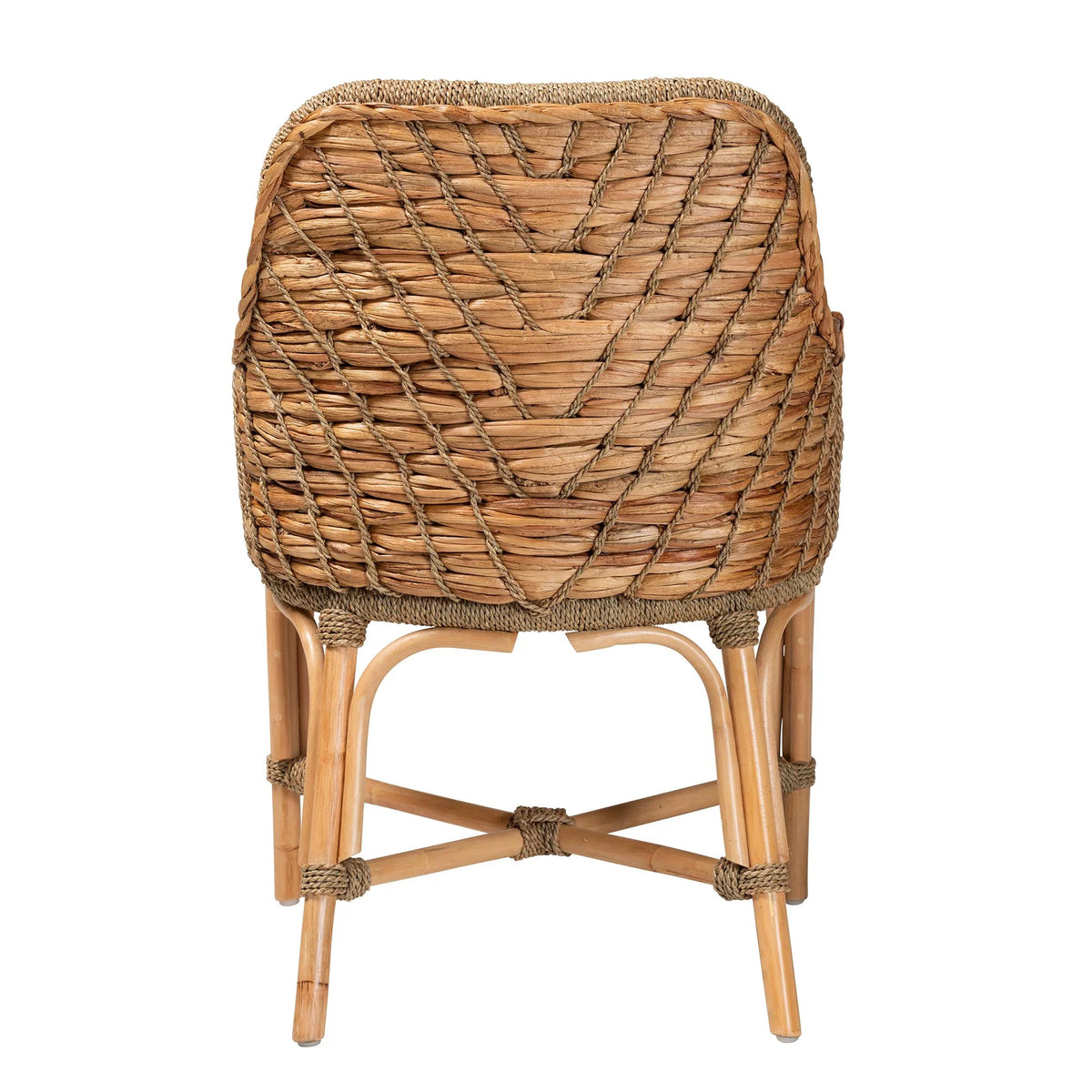 Natural Brown Woven Rattan Dining Arm Chair with Cushion U645