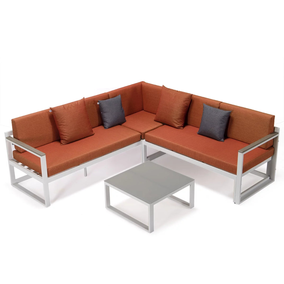 White Sectional With Adjustable Headrest & Coffee Table D79767