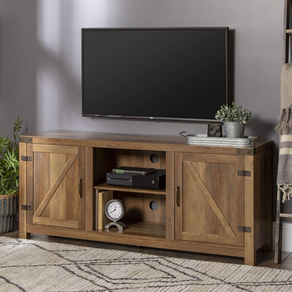 58 Inch Reclaimed Barnwood TV Stand Cabinet S393