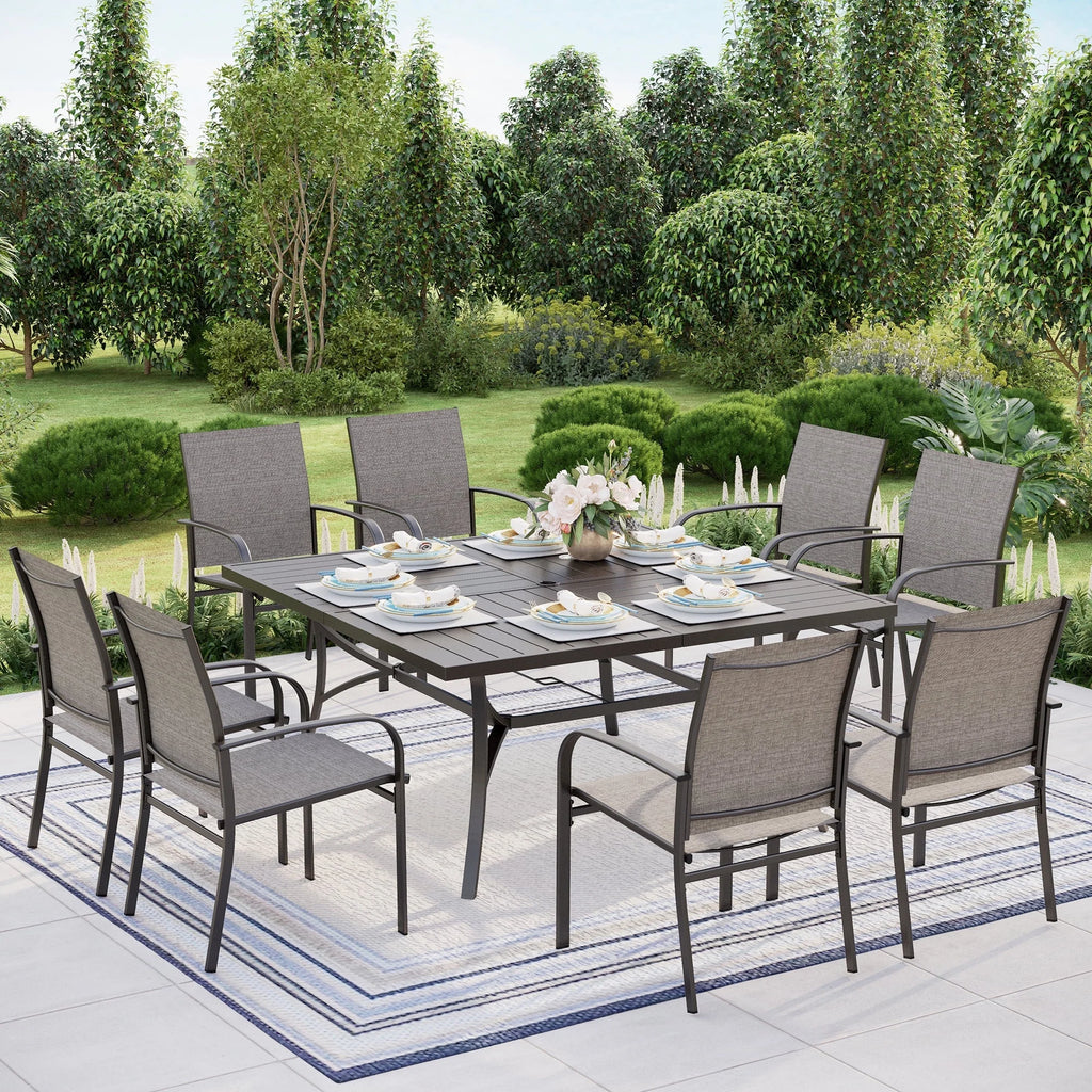 9-Piece Outdoor Patio Dining Set with Steel Table & Textilene Chairs S482902