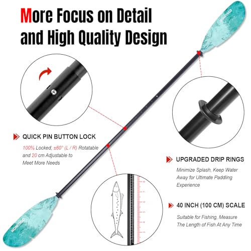Aluminum Kayak Paddle with Plastic Blades and Paddle Leash, 3 Piece L6511