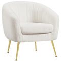 Ivory Tufted Boucle Barrel Accent Armchair with Gold Metal Legs A801713