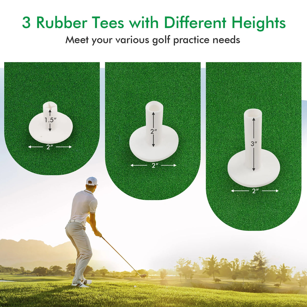 5' x 3' Golf Practice Mat with 3 Tees P436365