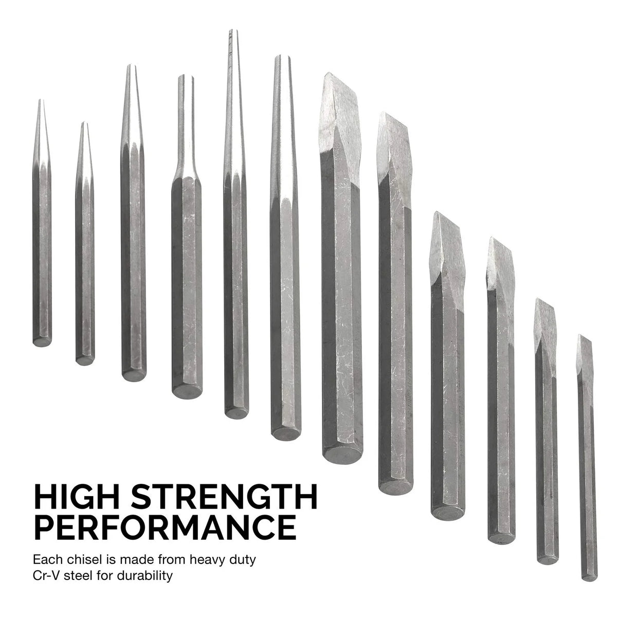 12 Piece Cr-V Steel Cold Chisel and Punch Set K511